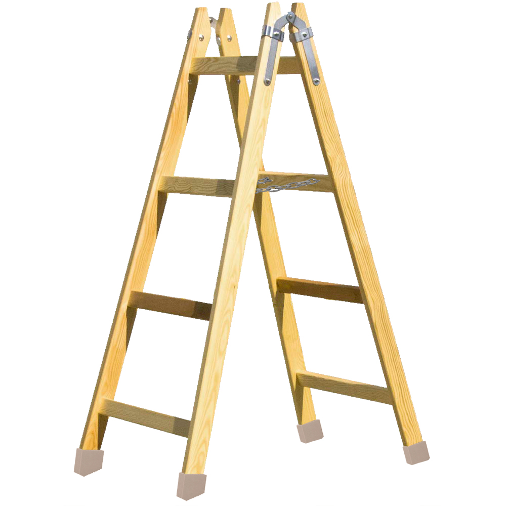 Holzdoppelleiter 2x4 mit Schuh 150kg Tragkraft,imprägniert,Ö-Norm EN