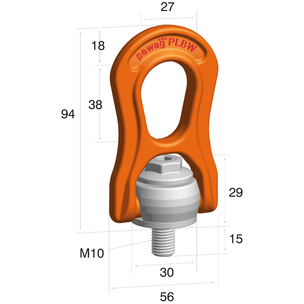 Ringschraube Nicralloy PLBW 0,6t - M10 optimiert auf Sicherheitsfaktor 5
