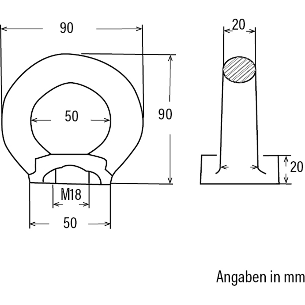 Ringmutter BASIC M18 Tragfähigkeit 5000kg, Güteklasse 8