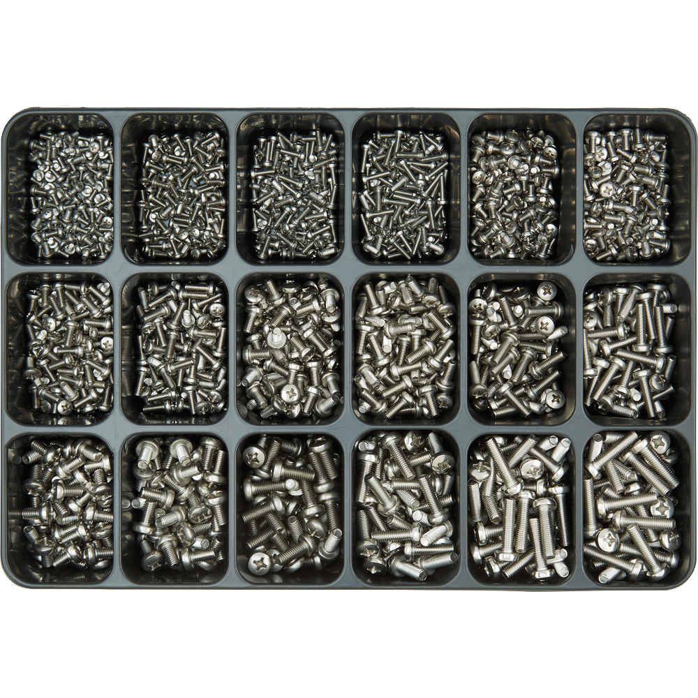 SPIRAL Sortimentkoffer 1.400-teilig Linsenschrauben DIN 7985 A2 Edelstahl