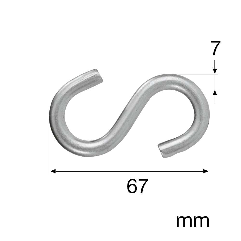 50 Stück S-Haken - 7mm/verzinkt
