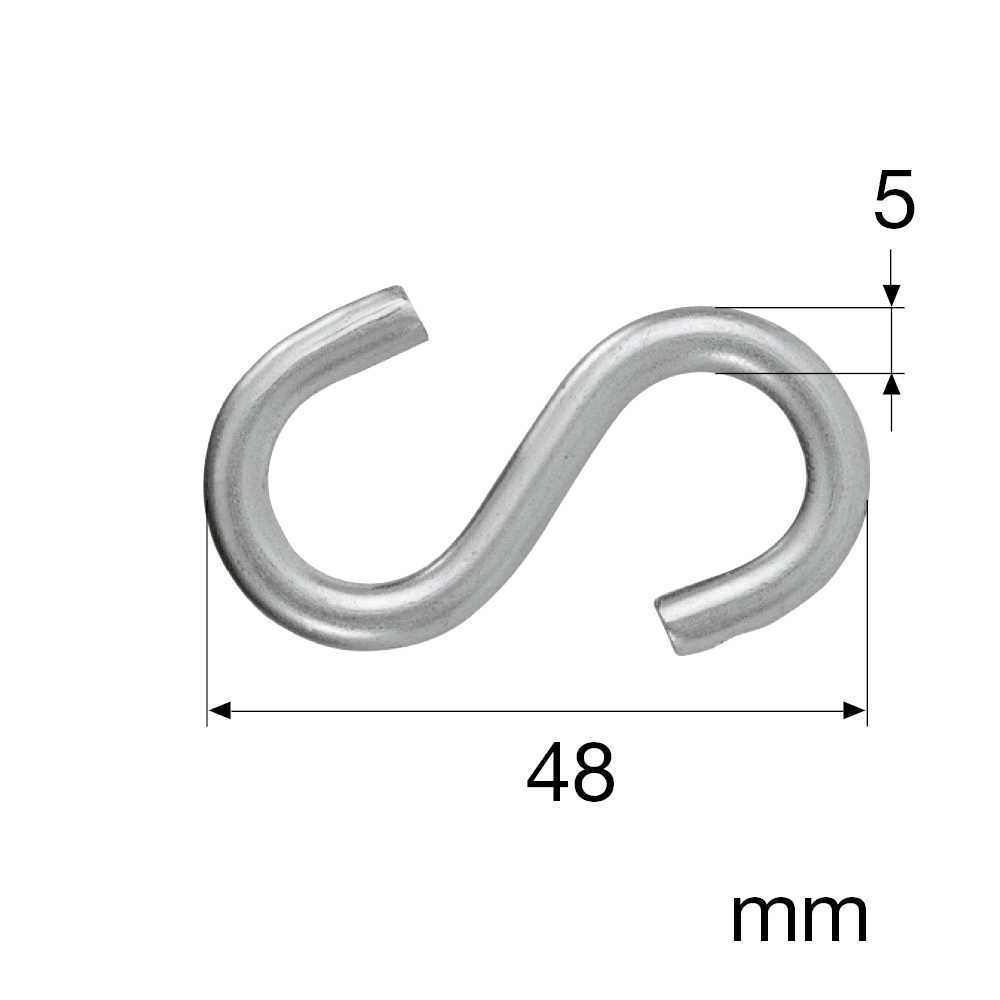 100 Stück S-Haken - 5mm/verzinkt