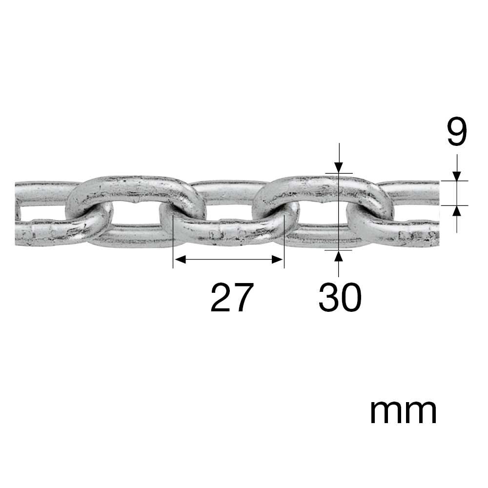 Kabelkette - 9mm/verzinkt,ähnlich DIN766 10m/Bund