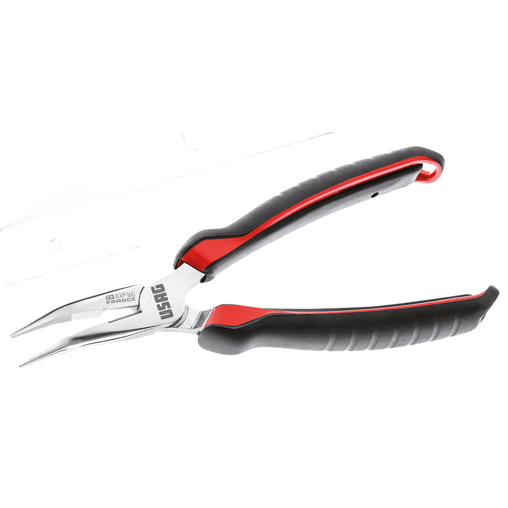 Langbeck-Halbrund-Spitzzange U133AXP 200 isoliert,Vanadium-USAGExtra,45°gewinkelt