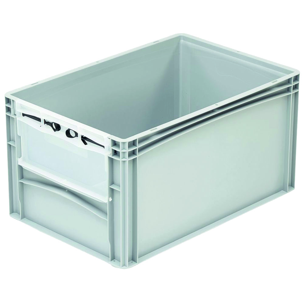 Transportbehälter,grau,600x400x320mm mit Sandwichboden und Entnahmeklappe