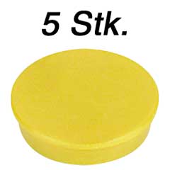 5 Stück Organisationsmagnet gelb,36mm Ø für ca.14 Stück DIN-A4 Blätter