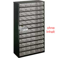 Kleinteilmagazin 60 Laden 0-CL,laugrau lackiert,Laden glasklar