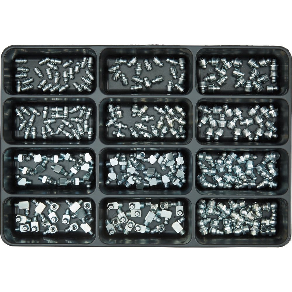 SPIRAL Sortimentkoffer 225-teilig Kegel-Schmiernippel DIN 71412 verzinkt