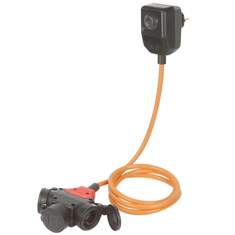Personenschutzleitung 230V,2m,3x1,5mm² FI-Stecker,30mA,IP54,16A,3-fach-Kupplung