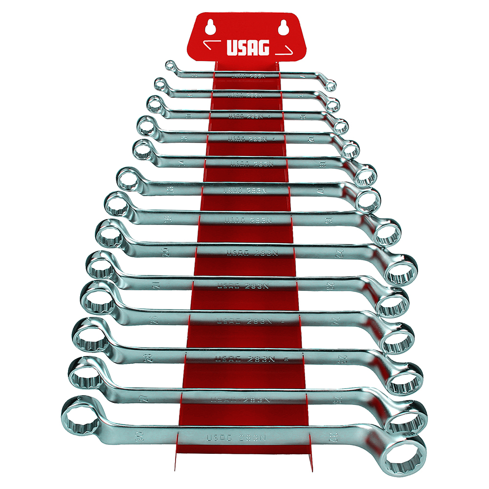 12-K-Doppel-Ringschlüssel-Satz 6x7-30x32 13-teilig,U283,DIN838,gekröpft,verchromt