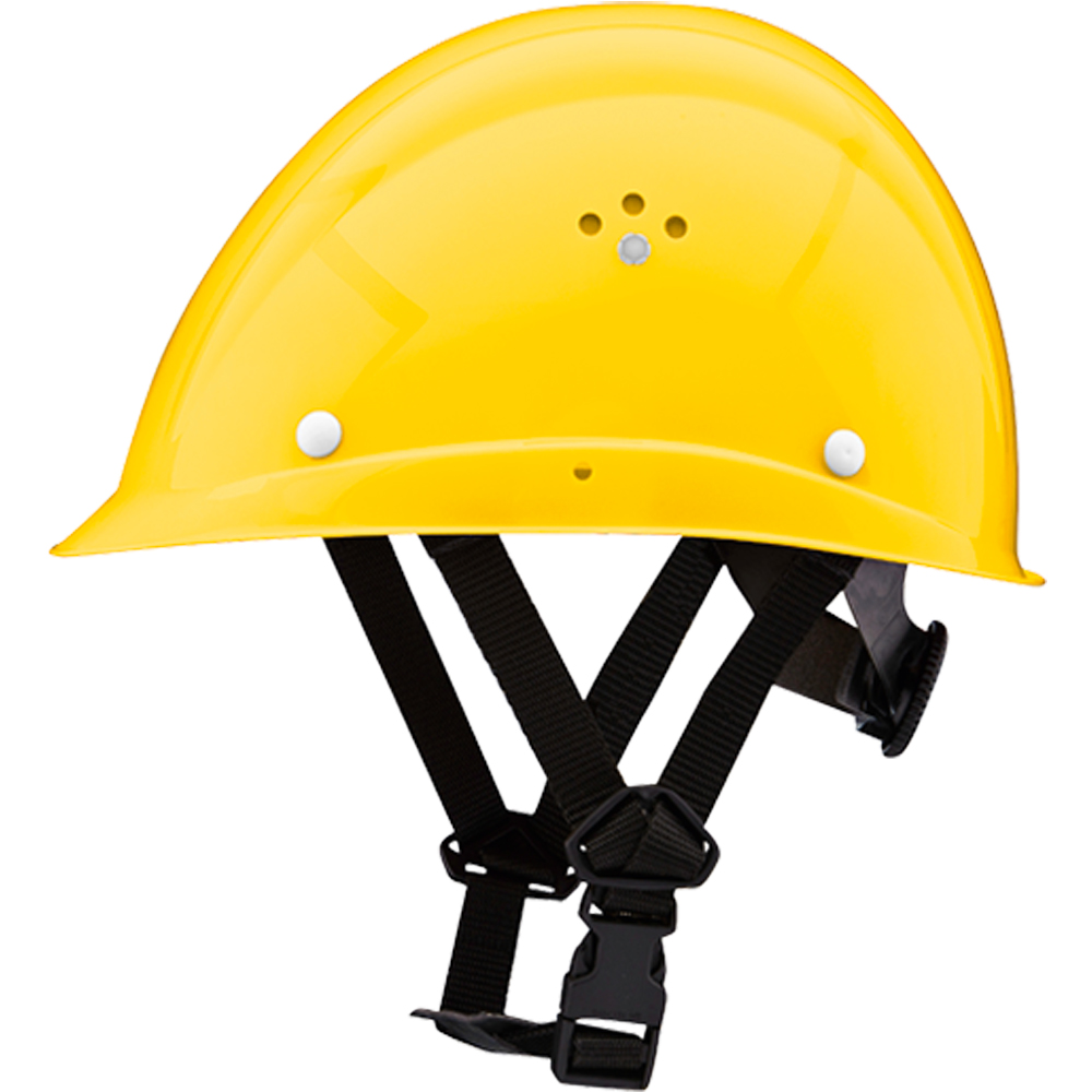 Mastensteigerhelm Voss gelb Indikator EN 397, Helmschale PE, 6-Punkt-Gurtband