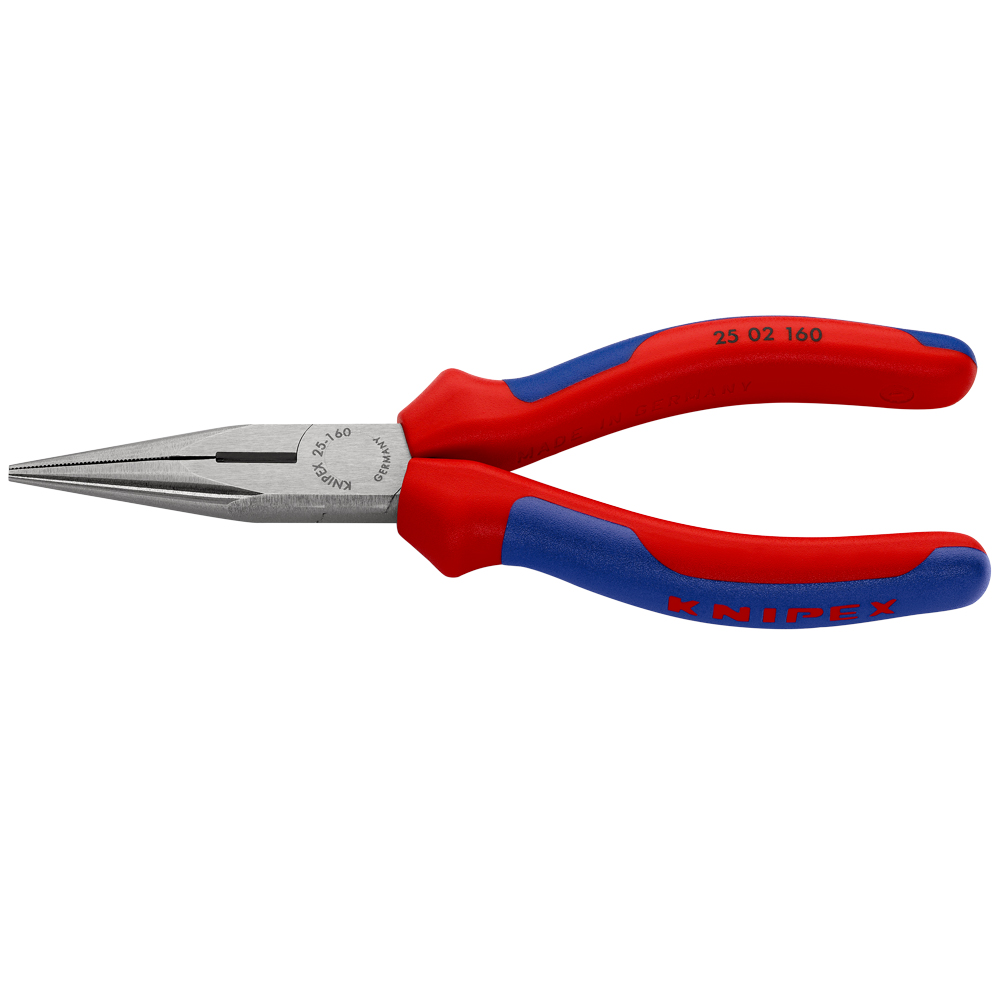 Flachrundzange 160mm, MKHülle, poliert, schwarz atramentiert, Schneide kl. Facet