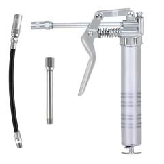 Einhand-Fettpressen-Set 130cm³ mit Flex- Panzerschlauch und Verlängerungsrohr