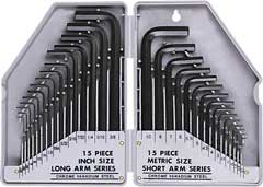 6-Kant-Stiftschlüssel-Satz 30-teilig in Box,DIN911,metr.+Zoll,Vanadium-Extra