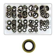 Dicht-Beilagscheiben-Satz 110-teilig 10-24mm Innen-Ø,Stahl/Gummi,in Box
