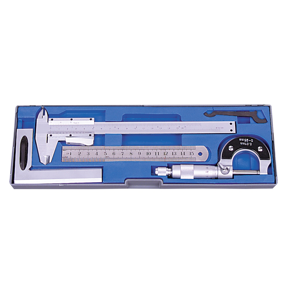 Meßzeug-Satz-MAXIMA 4-teilig in Box Schiebelehre,Mikrometer,Winkel,Maßstab