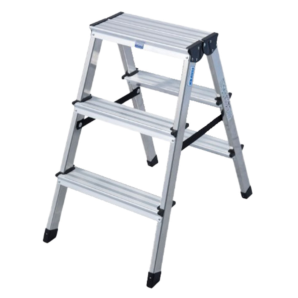 Alu-Doppelleiter 2x3 Stufen EN131-3 rutschsichere Fußkappen,hohe Stabilität