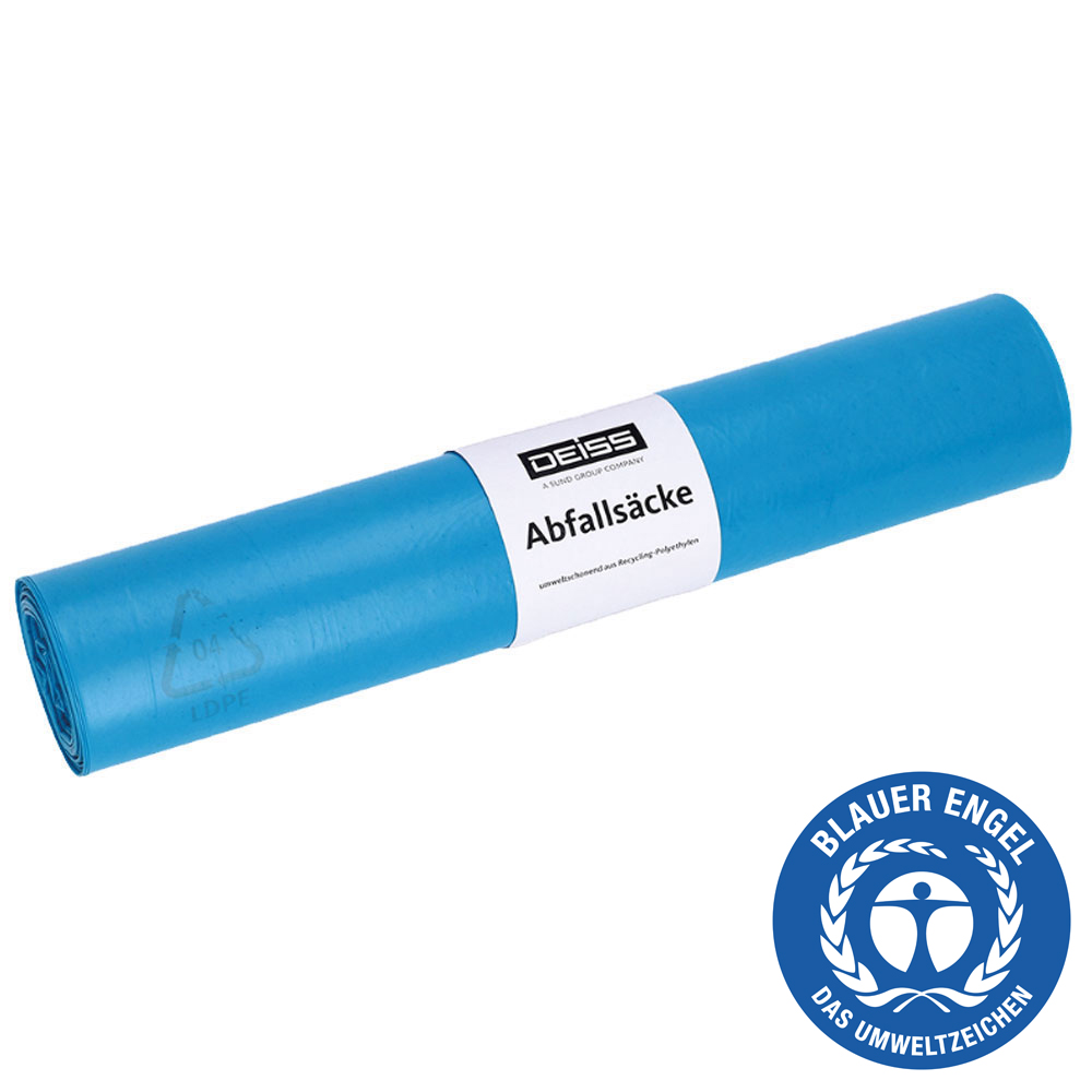 Müllsäcke 120l,blau,700x1100mm 25 Stück/Rolle, 27µm, LDPE; blauer Engel