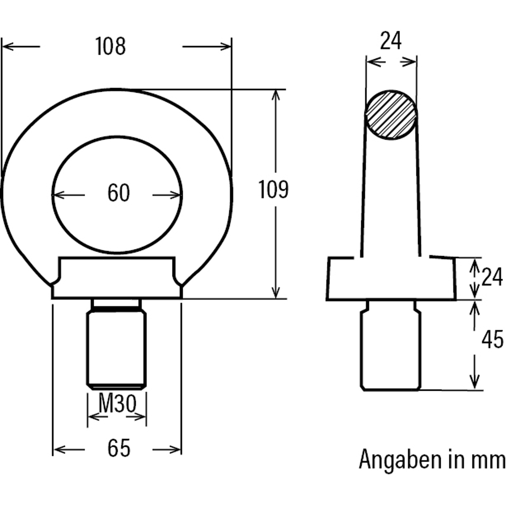 Ringschraube BASIC M30x45mm Tragfähigkeit 12000kg, Güteklasse 8