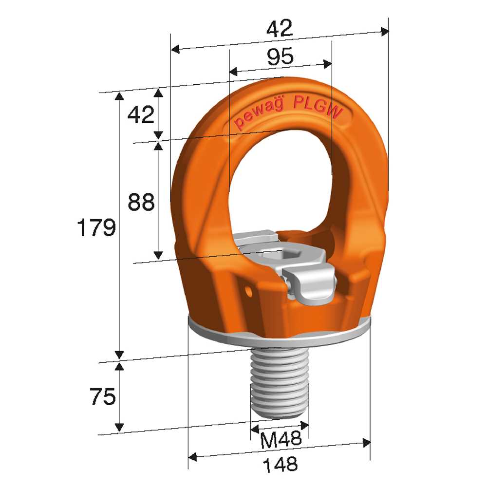 Ringschraube Nicralloy PLGW 12,0t - M48 werkzeuglose Montage