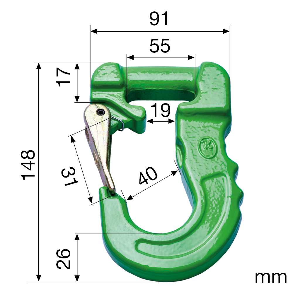 Rundschlingen-/Hebebandhaken RH-2 grün,Tragfähigkeit 2.000kg