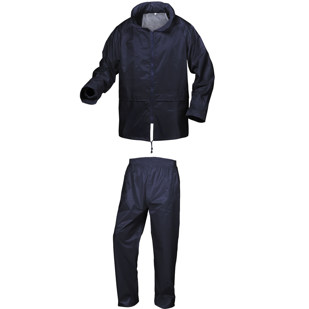 Regenschutz-Set marine Nylon/Vinyl Gr.XL 2 Pattentaschen, Kapuze, Bundhose