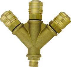 Y-3-fach-Verteiler G 3/8" mit 3 Kupplungs-Weibchen