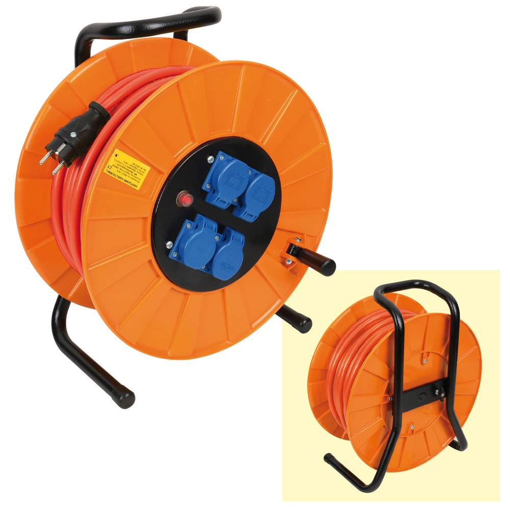 Leitungsroller 230V/16A,50m 3x2,5mm² Bauflex K35,4x230V,IP44,Thermoschalter