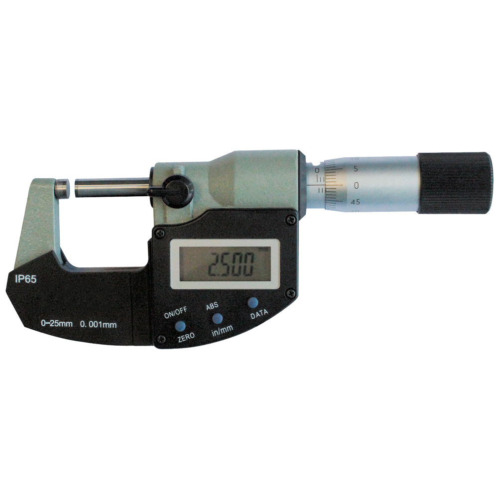 Digital-Bügelmessschraube 0-25mm IP65, Option "DATA"