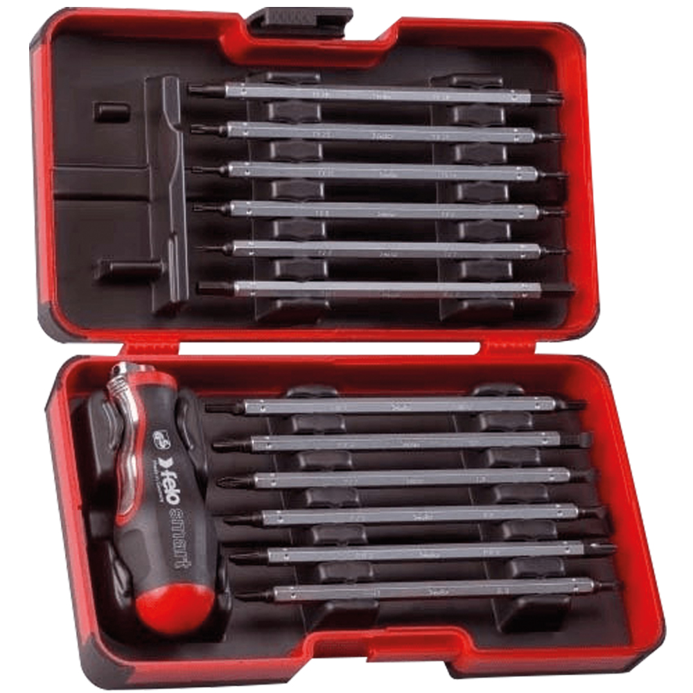 Combidrive-Box 13-tlg.,T-Griff-Funktion Softgriff mit 12 Wechselklingen 160mm