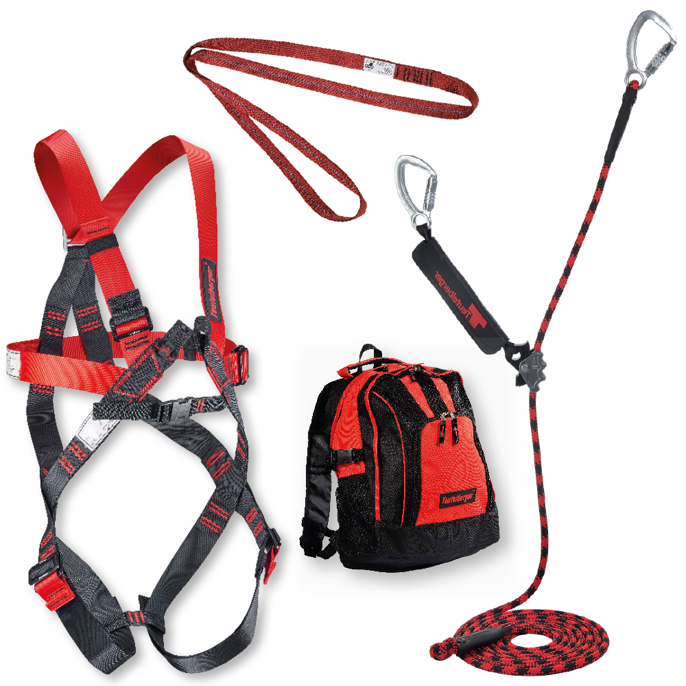 Dacharbeiter-Auffangsystem Profi plus 15m Seil, Auffanggerät, Gurt, Schlinge