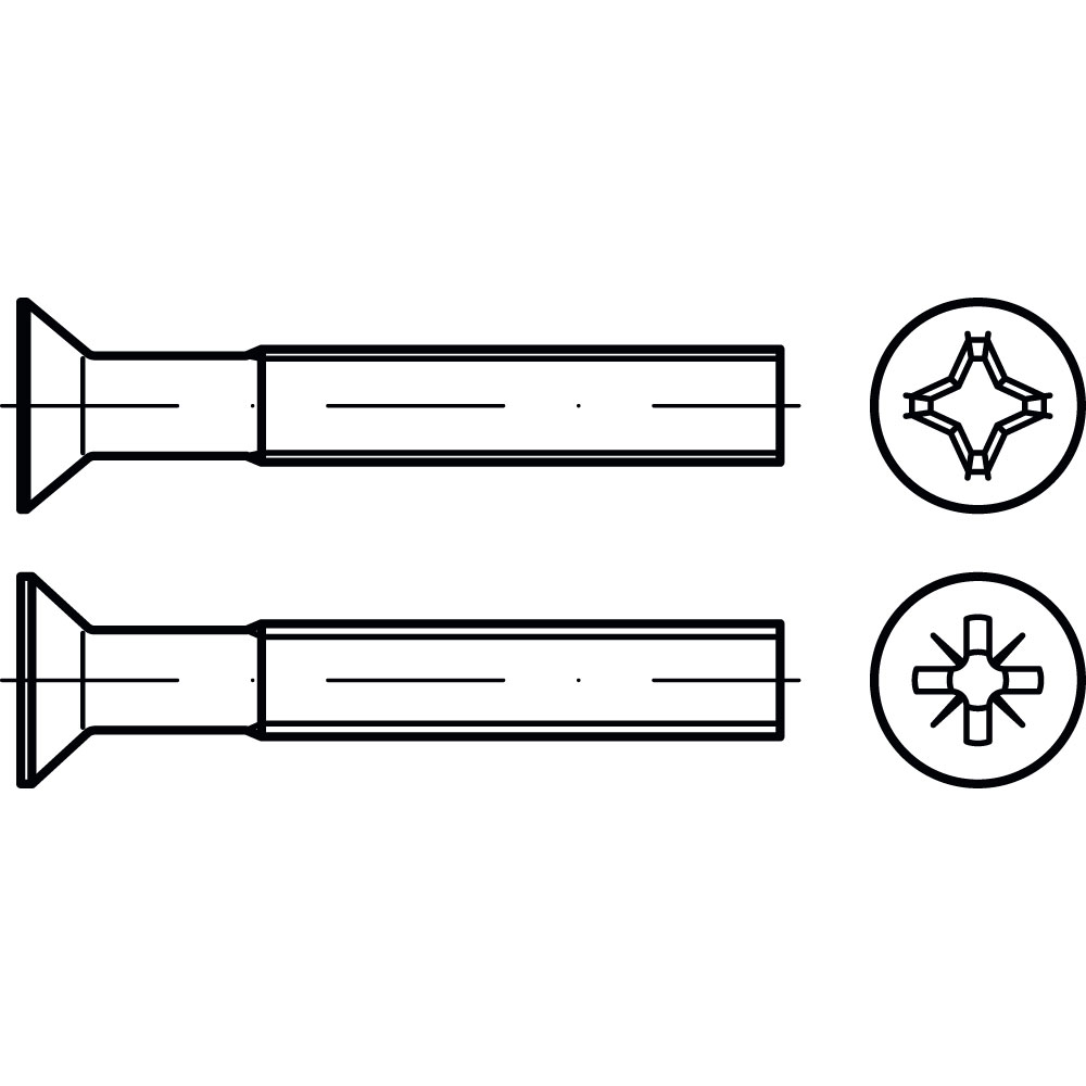 Senkschraube DIN 965-H A2 M 6 x 80 ROSTBESTÄNDIG PHILLIPS VE=100