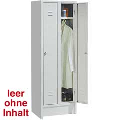 Garderobeschrank 2-teilig,grau Ral 7035 aus Stahl