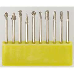 Diamant-Rotorschleifstift-Satz 10-teilig 150my,mit 3mm Schaft,in Box