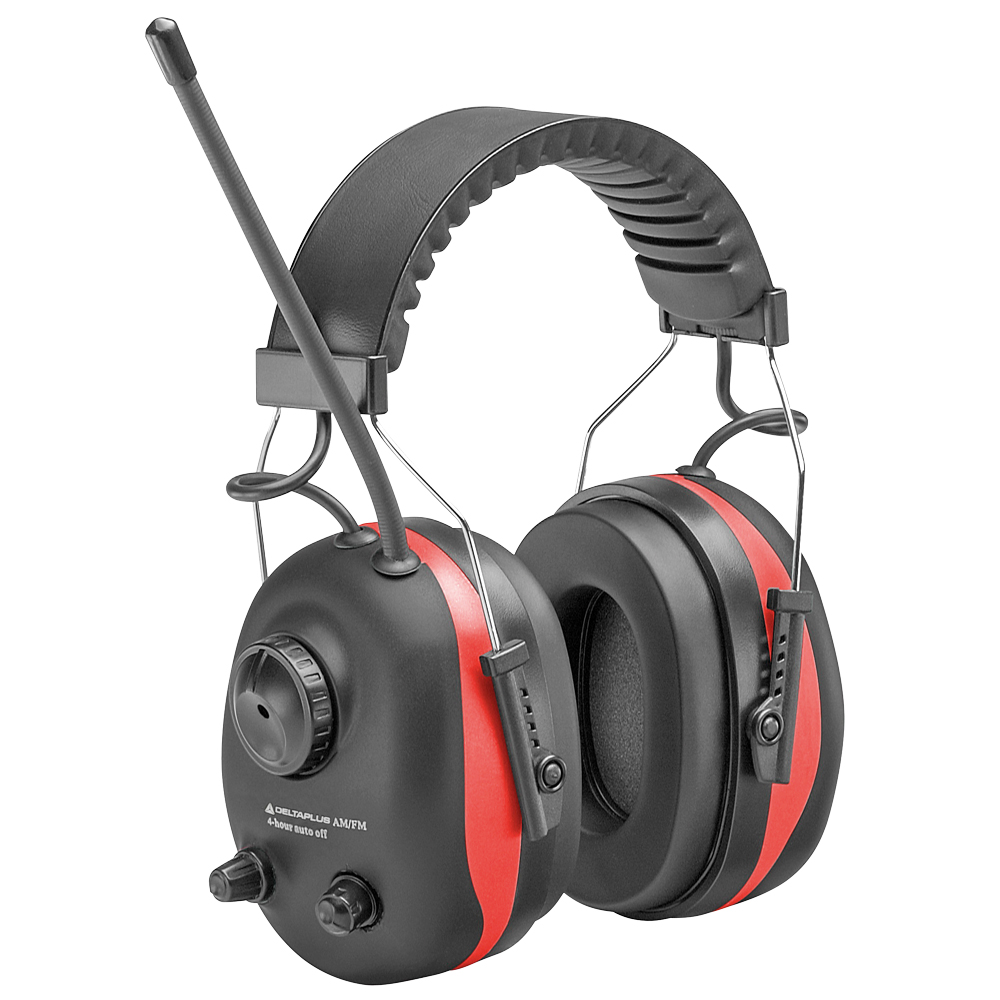 Kapselgehörschutz mit Radio, schwarz/rot SNR 27dB