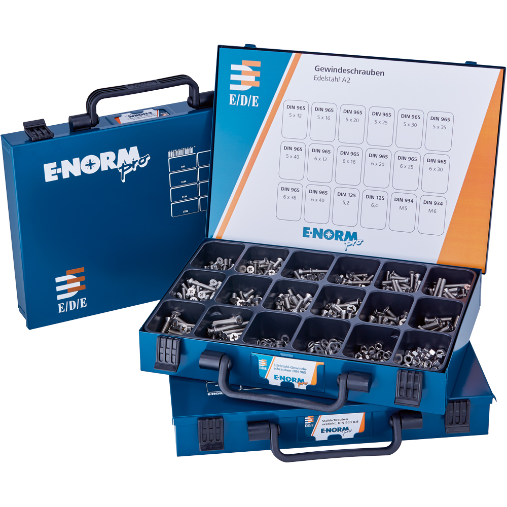 SPIRAL Sortimentkoffer 1.240-teilig Senkkopfschr.DIN965 Mu.Scheib.A2 Edelst.