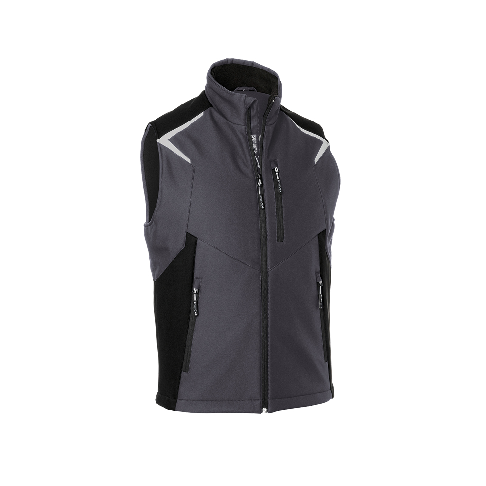 Softshell Weste,anthrazit/schwarz,XL Logo BACON,linke Brust