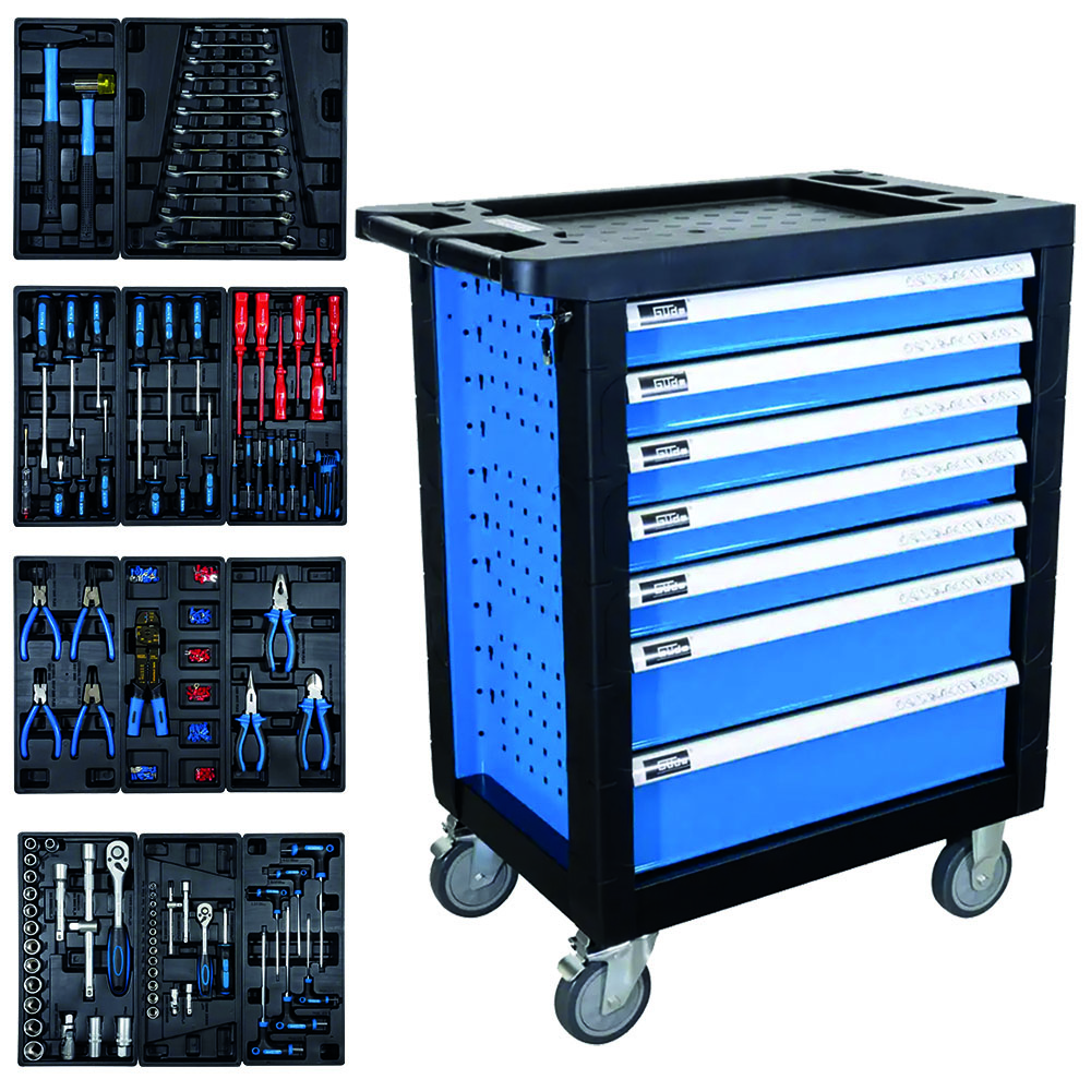 Werkzeugwagen BASIC blau,250-teiliger Werkzeugsatz,765x460x970mm