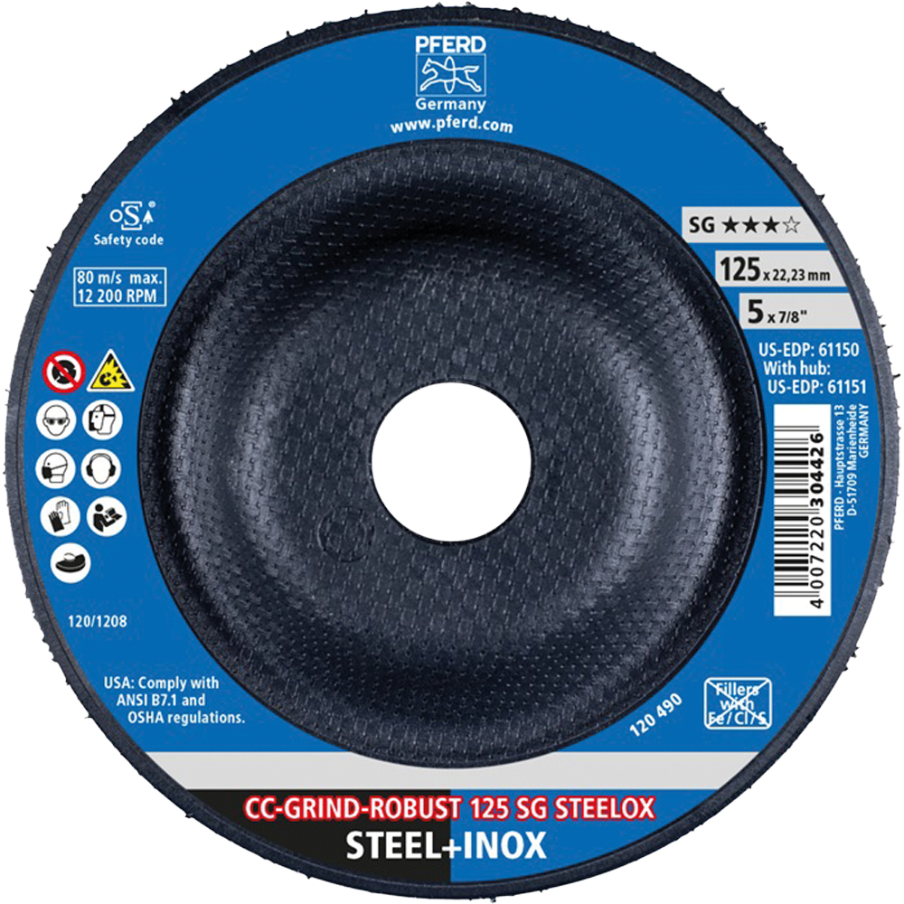 Schleifscheibe D125x5mm/B.22,23mm,Stahl/ Edelstahl,CC-GRIND-ROBUST SG STEELOX