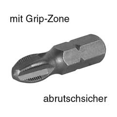 GRIP-Bits 1/4" 25mm/PH3 Antirutsch-Bits mit Grip-KrallZone