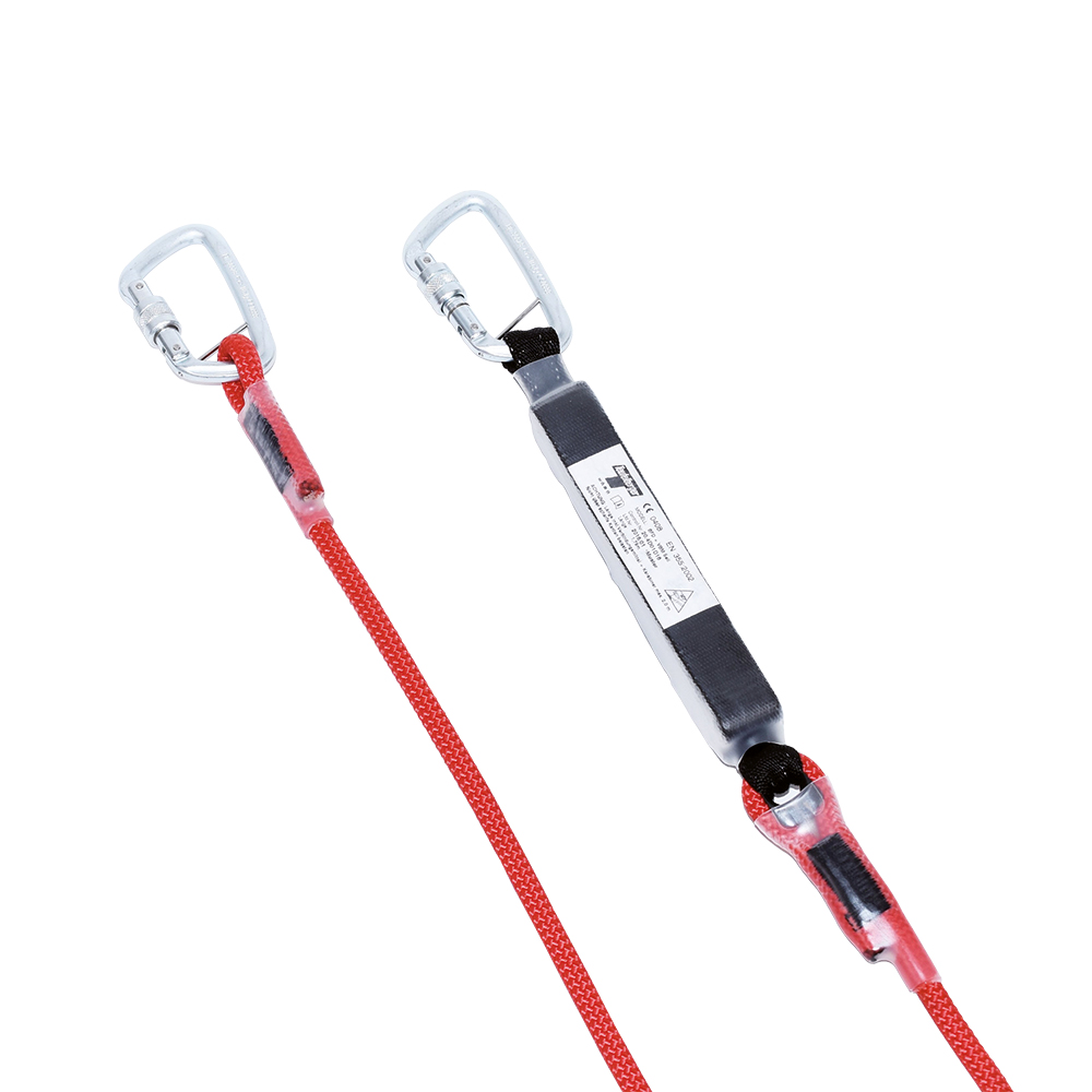 Bandfalldämpfer mit Verbindungsmittel Seil, 2 Stahlschraubkarabiner