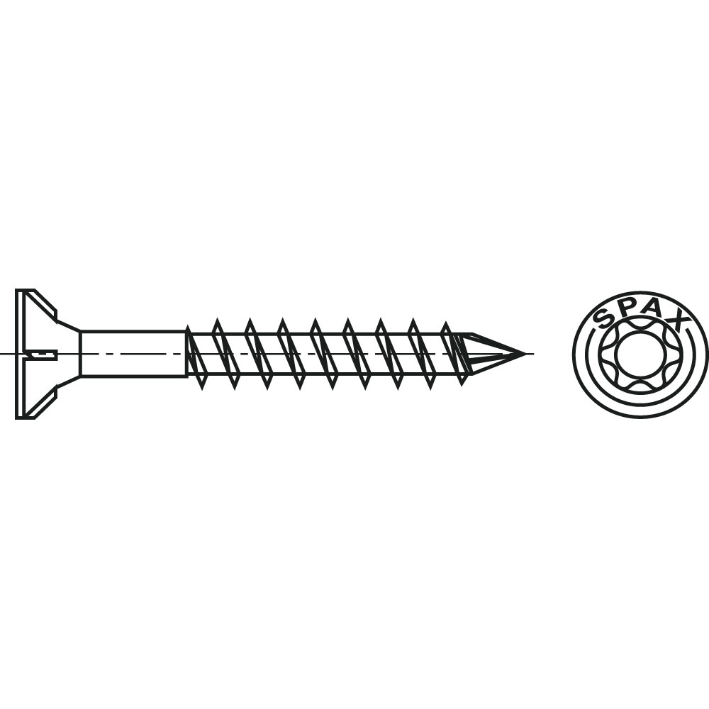 Senkspanplattenschraube TX A2K 6 x160 SPAX TEILGEWINDE WIROX A2K VERZ. VE=100
