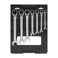 Gabel-Ring-Ratschschlüssel-Satz 8-19mm 7-teilig,15°abgewinkelt,umschaltbar,72Z