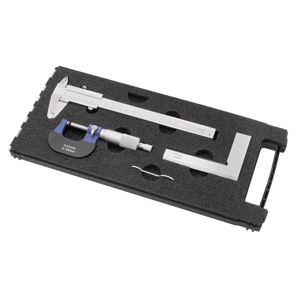 Messzeug-Satz 3-teilig, Analog kleines Schul- und Lehrlingsstarterset