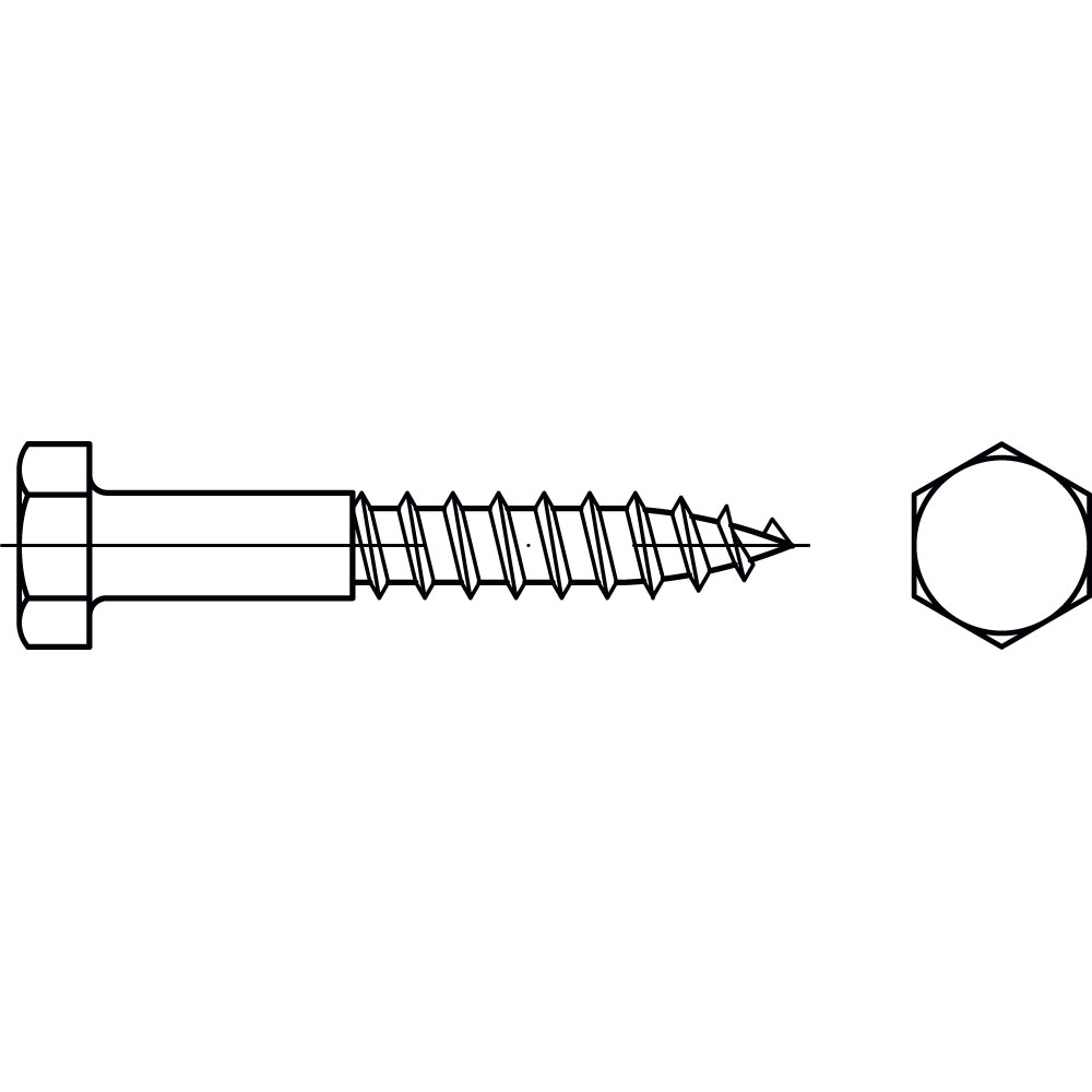 Sechskantholzschraube DIN 571 ST 10 x90 A2K GALV. VERZINKT VE=100