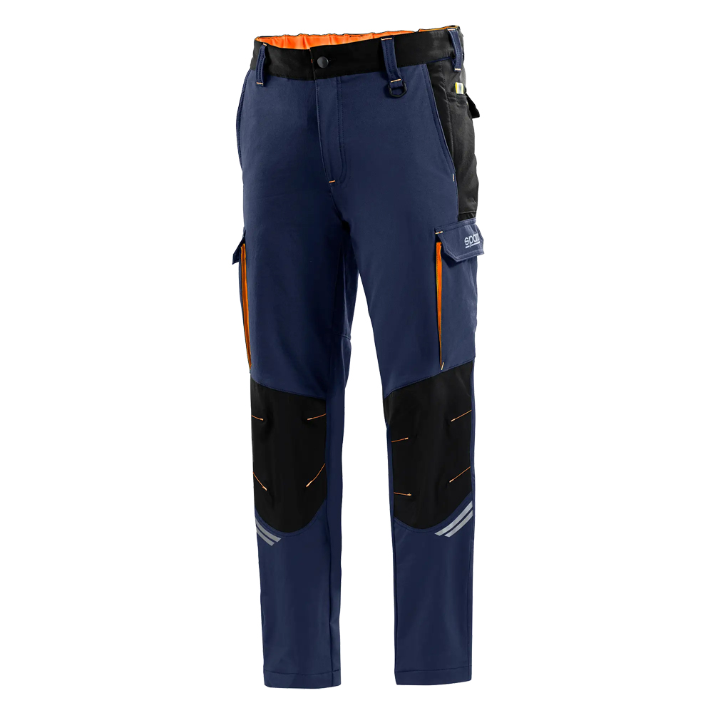 SPARCO Stretch-Bundhose Größe M navy/neonorange