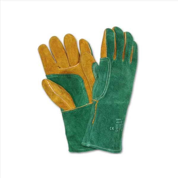 Schweisserhandschuh GREEN 10 Spaltleder gefüttert, mit Kevlar-Nähten