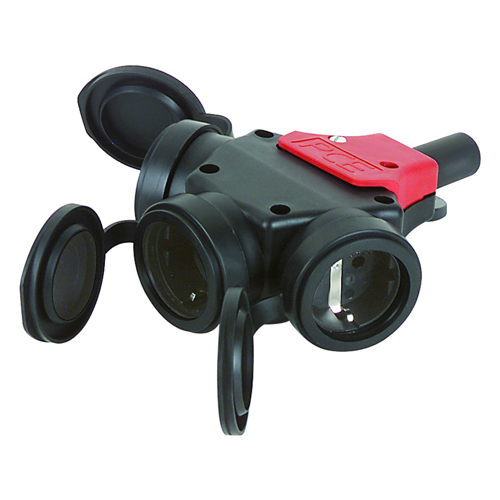 Vollgummi-3-fach Kupplung 250V/16A 3-polig+Erde,IP54,schlagfest