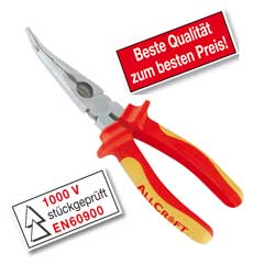 Halbrund-Spitzzange 200mm EN60900 stückgeprüft,Chrom-Vanadium,verchromt