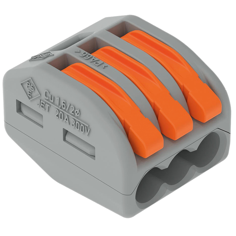 Verbindungsklemme, 3-Leiter-Klemme mit Hebeln, grau 50 Stk. Pkg.